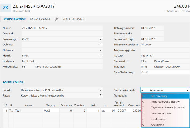 Subiekt Nexo Opis Statusów Dokumentu Zamówienia Od Klienta Insert Nexo Subiekt Nexo E 3715