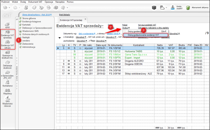 Rachmistrz I Rewizor Gt Jak Wydrukować Podsumowanie Ewidencji Vat Insert Gt Rachmistrz Gt 4473